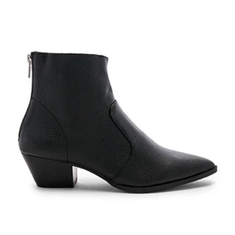 Steve Madden Leather Cafe Western Black Ankle Boots